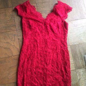 RED LACE MINI DRESS